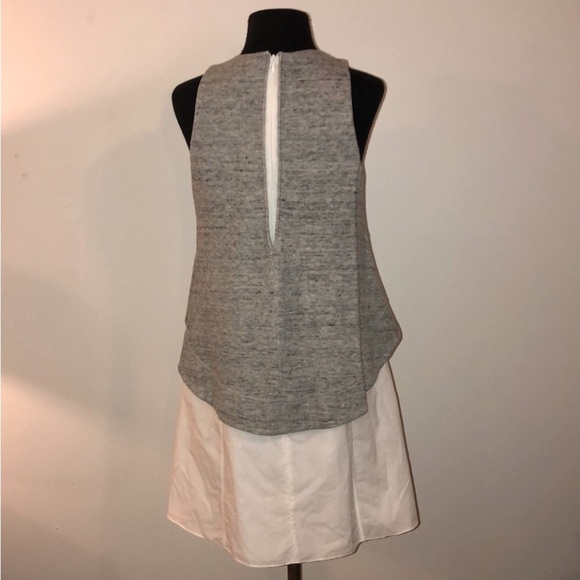 10 Crosby Derek Lam Layered Sleeveless Cotton Dress White Grey Knit 0 - Picture 4 of 9